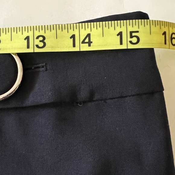 Tory Burch Navy Blue Wool Blend Wide Leg Cuffed Trousers Size 4 - Picture 9 of 11